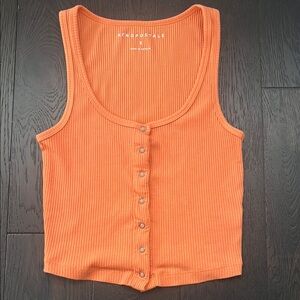 Aeropostale Orange Ribbed Fitted Tank Top